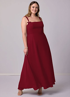 Barbie ♥ Azazie Bridesmaid Dresses Burgundy A-Line Pleated Chiffon Dress image8