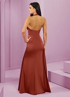 Barbie ♥ Azazie Bridesmaid Dresses Terracotta Mermaid Pleated Stretch Satin Dress image7