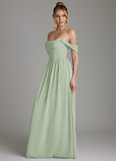 Azazie Caterina Bridesmaid Dresses Dusty Sage A-Line Corset Chiffon Dress image9