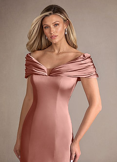 Azazie Auberdeen Klänningar till brudens mor Klänning Sjöjungfru i Stretch Satin Plisserad Rosett image5