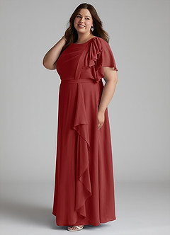 Azazie Aaliyah Modest Bridesmaid Dresses A-Line Scoop Pleated Chiffon Floor-Length Dress image7
