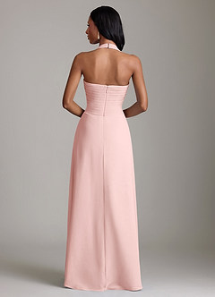 Azazie Clarisa Bridesmaid Dresses Powder Pink A-Line Pleated Chiffon Dress image2