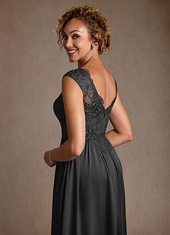 Azazie Amethyst Mother of the Bride Dresses Black A-Line Lace Dress image7