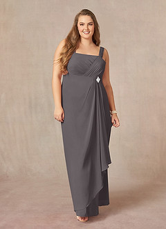Azazie Weisz Mother of the Bride Dresses Steel Grey A-Line Square Neckline Pleated Chiffon Dress image10