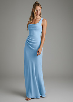 Azazie Asa Bridesmaid Dresses Powder Blue Sheath Corset Chiffon Dress image5