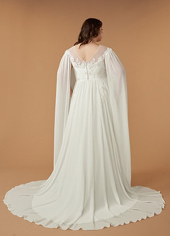 Azazie Linnea Wedding Dresses Cream A-Line Scoop Chiffon Dress image16