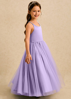 Azazie Aurora Robe Demoiselle D'honneur Fillette Robe Trapèze en Tulle Arc Lilas image4