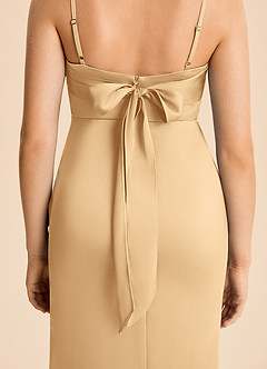 Azazie Mia Junior Robe Sirène en Satin extensible Plissé Or image6