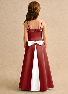 Azazie Izel Girls Formal vestidos de niña de las flores Vestido de Marfil Terracotta de Satin Mate de Corte en A con Plisado image4
