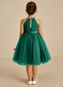 Azazie Honey Final Sale Agave A-Line Beaded Matte Satin Dress image2