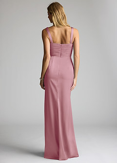 Azazie Elida Bridesmaid Dresses Vintage Mauve Sheath Pleated Stretch Satin Dress image4