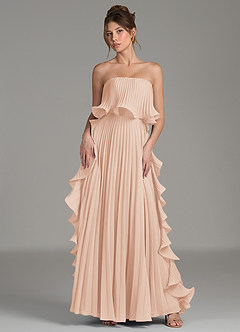 Azazie Alexia Robes de demoiselle d'honneur Robe Trapèze en Mousseline de soie Rayé Rose Anglais image1