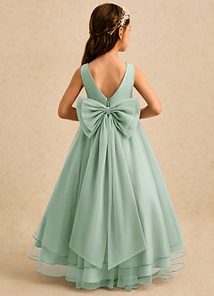 Azazie Seraphina Flower Girl Dresses Agave A-Line Pleated Tulle Dress image2
