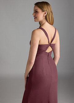 Azazie Mero Bridesmaid Dresses Sangria Sheath Pleated Chiffon Dress image4