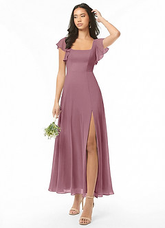 Azazie Bondi Bridesmaid Dresses Vintage Mauve A-Line Ruched Chiffon Dress image1