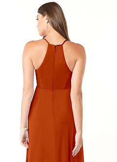 Azazie Annabelle Brautjungfernkleider für Schwangere A-Linie V-Hals Gefaltet Gittergewebe Bodenlänge Kleid image3