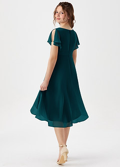Azazie Graciela Junior Pine A-Line Pleated Chiffon Dress image6