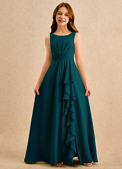 Azazie Chibi Girls Formal Flower Girl Dresses Pine A-Line Pleated Chiffon Dress image3