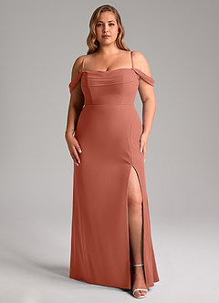 Azazie Saige Bridesmaid Dresses Clay A-Line Off the Shoulder Chiffon Convertible Dress image14