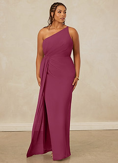 Christian Siriano Bridal for Azazie 1003 Bridesmaid Dresses Mulberry Sheath One Shoulder Chiffon Dress image10