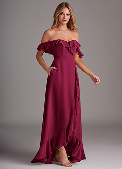 Azazie Lyra Bridesmaid Dresses Burgundy A-Line Chiffon Convertible Dress image6