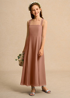 Azazie Tater Junior Formal Flower Girl Klänningar Klä A-Line i Chiffong Plisserad image1