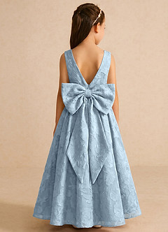 Azazie Pipssy Robe Demoiselle D'honneur Fillette Robe Trapèze en Blumen-Burnout Plissé Bleu Ciel image1