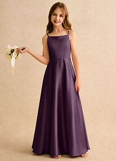 Azazie Joella Girls Formal Flower Girl Klänningar Klä A-Line i Stretch Satin Plisserad image2