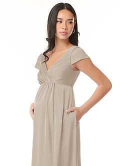 Azazie Allessia Abiti da damigella d'onore premaman Abito A-Line Plissettato Raso Elasticizzato Floor-Length image6