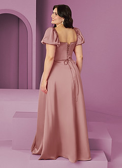 Barbie ♥ Azazie Bridesmaid Dresses Dusty Rose A-Line Ruched Stretch Satin Dress image11