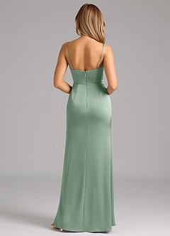 Azazie Aimee Bridesmaid Dresses Agave A-Line Sweetheart Neckline Stretch Satin Dress image2