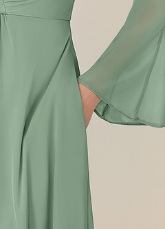 Azazie Teraso Final Sale Dusty Blue A-Line Pleated Mesh Dress image8