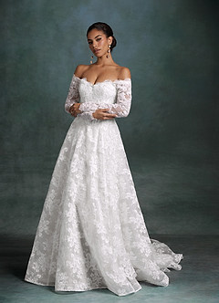 Azazie Skylar Wedding Dresses Diamond White A-Line Sweetheart Neckline Lace Dress image9