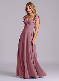 Azazie Leilani Bridesmaid Dresses Vintage Mauve A-Line Pleated Chiffon Dress image4