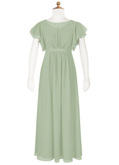 Azazie Daphne Junior Dusty Sage A-Line Pleated Chiffon Dress image6