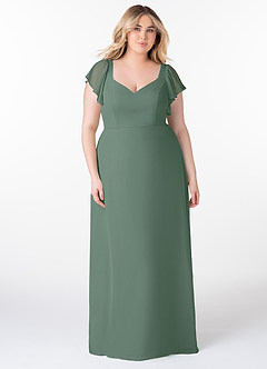 Azazie Syenna Bridesmaid Dresses Eucalyptus A-Line Ruched Chiffon Dress image6