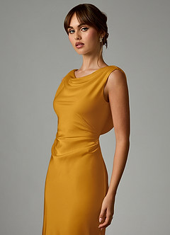 Azazie Kieryn Morsiusneito Mekot Mrenneito Pliseerattu Joustava satiini Nilkan pituus Pukeutua image6