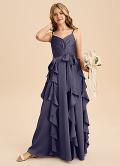 Azazie Peyton Junior Klä av A-Line i Stretch Satin Plisserad image2