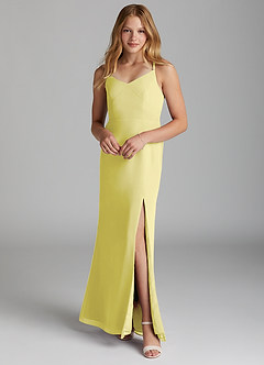 Azazie Becca Junior Robe Sirène en Mousseline de soie Sorbet Citron image1