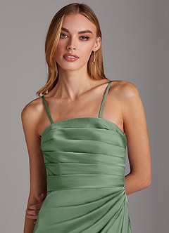 Azazie Lexie Bridesmaid Dresses Matcha Sheath Strapless Stretch Satin Convertible Dress image2