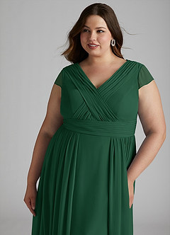 Azazie Organa Vestidos de damas de honor Vestido de Verde Oscuro de Gasa de Corte en A con Plisado image11