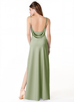 Azazie Alaija Bridesmaid Dresses Dusty Sage Mermaid Side Slit Stretch Satin Dress image4