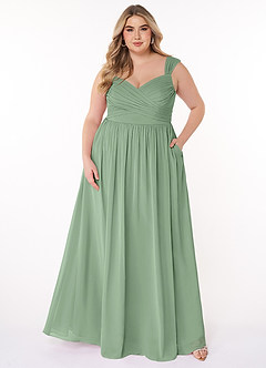 Azazie Raine Bridesmaid Dresses Matcha A-Line Sweetheart Ruched Chiffon Dress image7