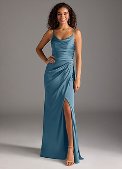 Azazie Deandra Robes de demoiselle d'honneur Robe Sirène en Satin extensible Plissée Bermude image6