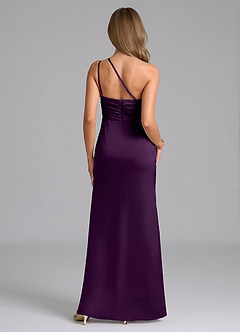 Azazie Eren Brautjungfernkleider Meerjungfrau-Linie One-Shoulder Stretch-Satin Kleid Traube image3