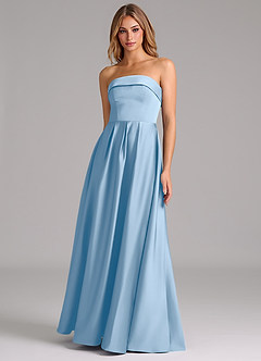 Azazie Lucienne Bridesmaid Dresses Powder Blue A-Line Strapless Stretch Satin Convertible Dress image1