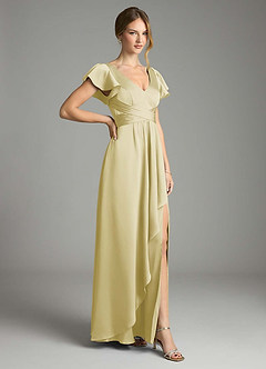 Azazie Omari Jurken voor bruidsmeisjes Jurk van Stretch Satijn met A-Lijn Citroensorbet image5