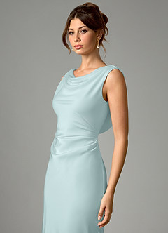 Azazie Kieryn Brautjungfernkleider Meerjungfrau-Linie Plissee Stretch-Satin Kleid Seegrün image4