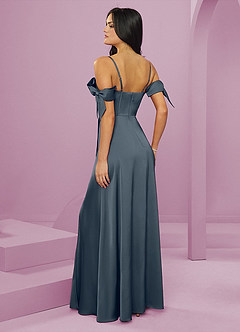 Barbie ♥ Azazie Bridesmaid Dresses Twilight A-Line Off the Shoulder Stretch Satin Dress image9