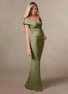 Azazie Ludlow Kleider für die Brautmutter Meerjungfrau-Linie Plissee Stretch-Satin Kleid Pistazie image3